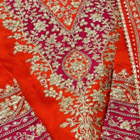 AFC Royal Orange Silk Suit — Pure Silk Kurta with Zari Aari Work & Organza Dupatta