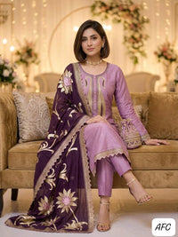 AFC Royal Collection – Pure Shimmer Organza Zardozi 3-Piece Suit Set