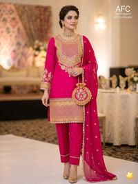 AFC Royal Collection – Pure Silk Heavy Zari Kauri Work 4-Piece Suit Set