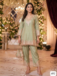Aarvika Fab Premium Collection – Pure Shimmer Soft Tissue Organza Coord Set