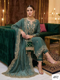 Aarvika Fab | Mukaish & Pitta Work Burberry Tissue Organza Unstitched Suit
