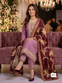 Aarvika Fab Shimmer Tissue Silk Unstitched Suit Set with Banarasi Dupatta & Potli